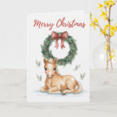 Vintage Christmas Foal with Holiday Wreath Card カード (黄色い花)