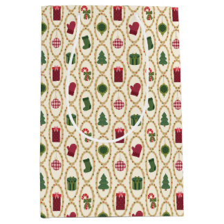 Vintage Christmas Frames ミディアムペーパーバッグ