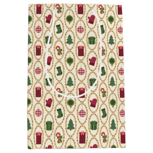 Vintage Christmas Frames ミディアムペーパーバッグ (正面)