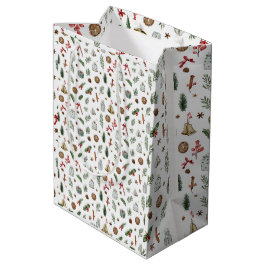 Vintage Christmas Gift Bag ミディアムペーパーバッグ