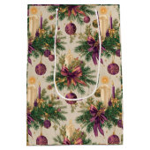 Vintage Christmas Gift Bag with Custom Monogram ミディアムペーパーバッグ (裏面)