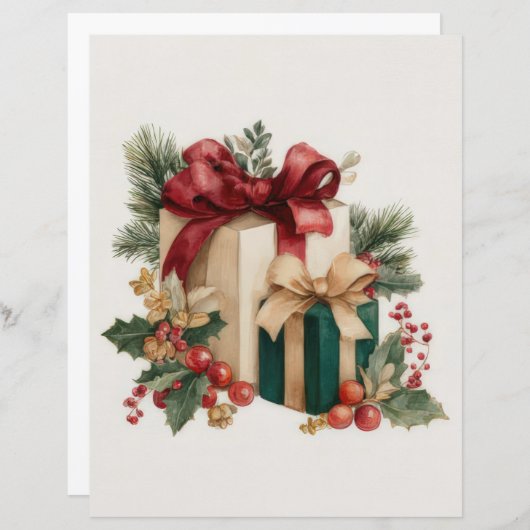 Vintage Christmas Gifts Scrapbook Paper (正面/裏面)