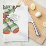 Vintage Christmas Gingham Puppy Dog Plush Toy キッチンタオル<br><div class="desc">Easy to personalise kitchen towel,  just add your own special festive message!  
Vintage-style Christmas design featuring a cuddly toy. A sweet red and green gingham puppy dog that kids will adore. Hello! Happy Christmas!</div>