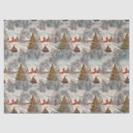 Vintage Christmas Glittering Winter Village  薄葉紙