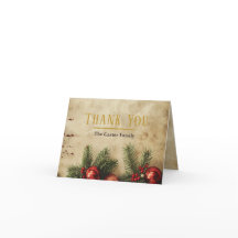 Vintage Christmas Gold Thank You Card
