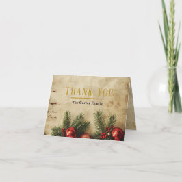 Vintage Christmas Gold Thank You Card サンキューカード