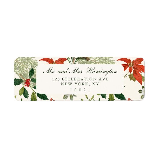 Vintage Christmas Greenery Pattern ラベル (正面)