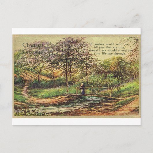 Vintage Christmas Greetings Postcard ポストカード (正面)