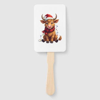 Vintage Christmas Highland Cow Cute Holiday Vector ハンドファン