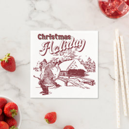 Vintage Christmas Holiday  スタンダードカクテルナプキン