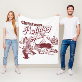 Vintage Christmas Holiday  フリースブランケット