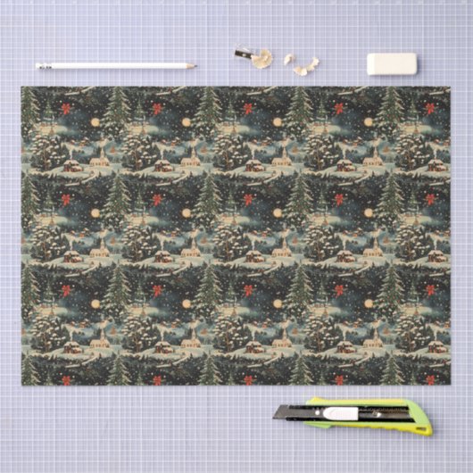 Vintage Christmas Holiday 薄葉紙 (クラフト)