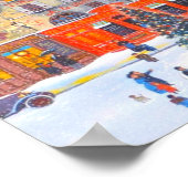 Vintage Christmas holidays village stylish ポスター (角)