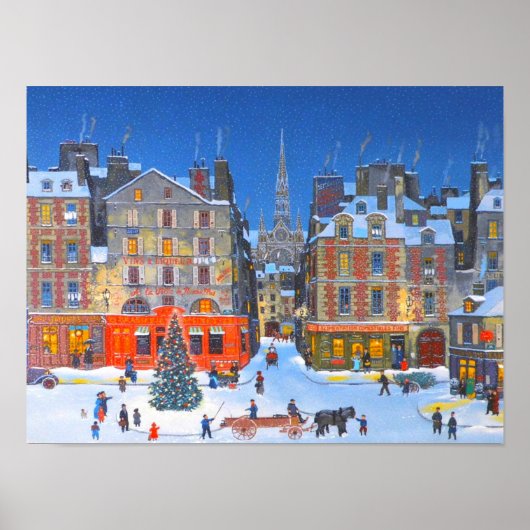 Vintage Christmas holidays village stylish ポスター (正面)
