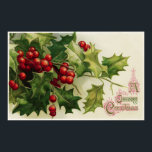 vintage Christmas holly decor poster ポスター<br><div class="desc">design by www.etsy.com/Shop/VanityFlairDesigns</div>