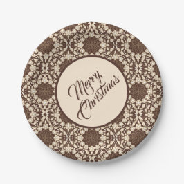 Vintage Christmas Holly Leaves, Berries & Flowers ペーパープレート