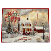 Vintage Christmas Home Christmas ラージペーパーバッグ (正面)
