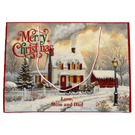 Vintage Christmas Home Christmas ラージペーパーバッグ