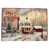 Vintage Christmas Home Christmas ラージペーパーバッグ (裏面)