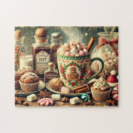 Vintage Christmas Hot Cocoa Bar  ジグソーパズル (横)