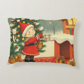 Vintage Christmas Illustration アクセントクッション (裏面)