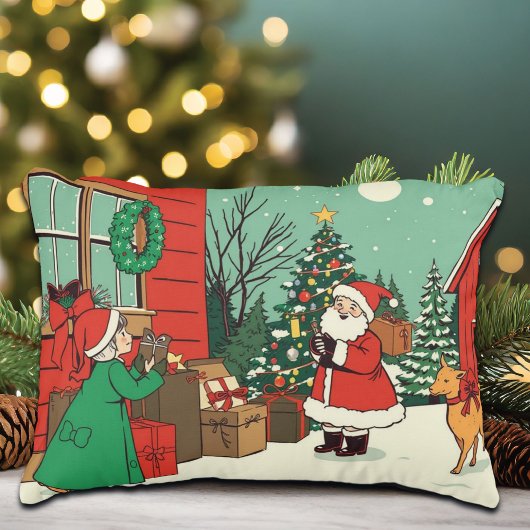 Vintage Christmas Illustration アクセントクッション