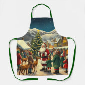 Vintage Christmas Illustration エプロン (正面)
