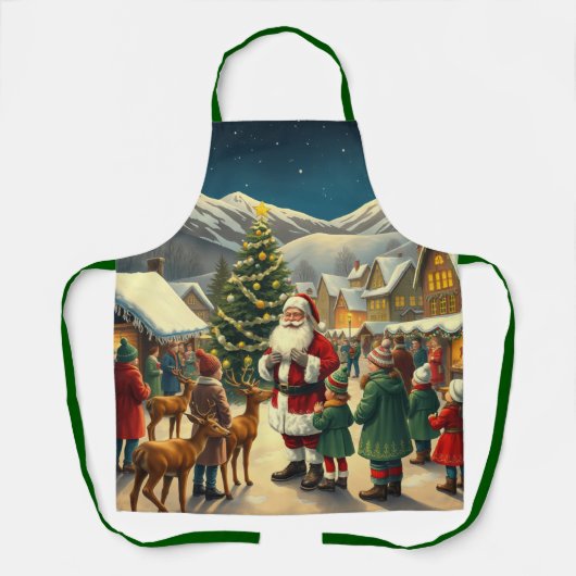Vintage Christmas Illustration エプロン (正面)