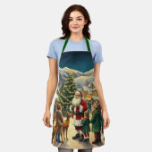 Vintage Christmas Illustration エプロン (着用した状態)