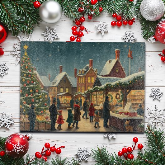 Vintage Christmas Illustration カッティングボード