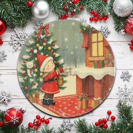 Vintage Christmas Illustration カッティングボード