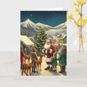 Vintage Christmas Illustration カード (黄色い花)