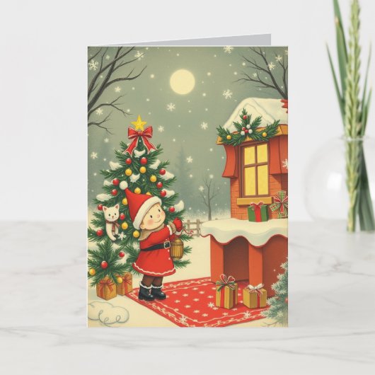 Vintage Christmas Illustration カード (正面)