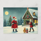 Vintage Christmas Illustration シーズンポストカード (正面)