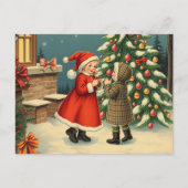 Vintage Christmas Illustration シーズンポストカード (正面)