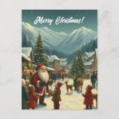 Vintage Christmas Illustration シーズンポストカード (正面)