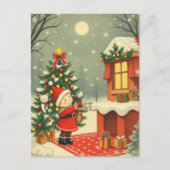 Vintage Christmas Illustration シーズンポストカード (正面)