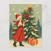 Vintage Christmas Illustration シーズンポストカード (正面)