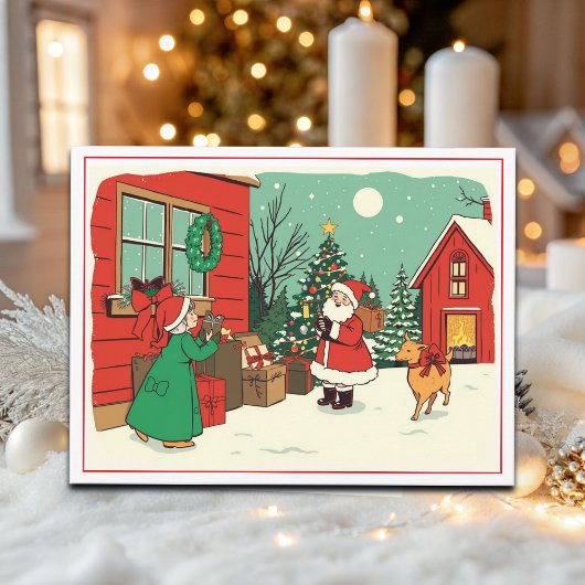 Vintage Christmas Illustration シーズンポストカード