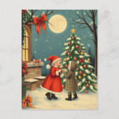 Vintage Christmas Illustration シーズンポストカード (正面)