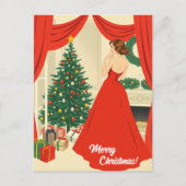 Vintage Christmas Illustration シーズンポストカード (正面)