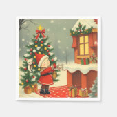 Vintage Christmas Illustration スタンダードカクテルナプキン (正面)