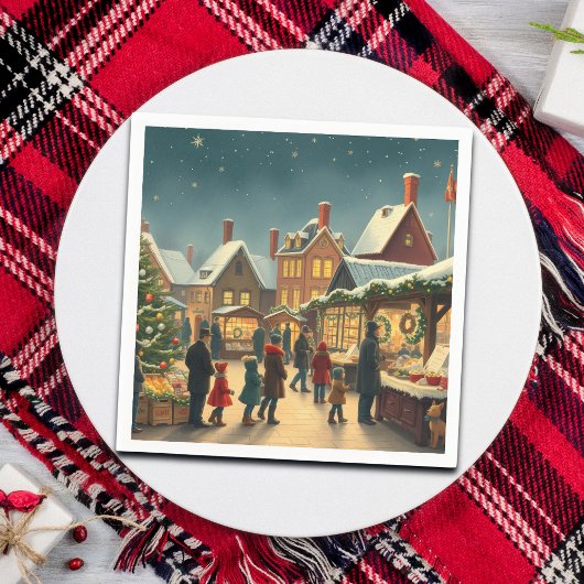 Vintage Christmas Illustration スタンダードカクテルナプキン