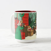 Vintage Christmas Illustration ツートーンマグカップ (正面左)
