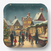 Vintage Christmas Illustration ペーパープレート (正面)