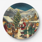 Vintage Christmas Illustration ペーパープレート (正面)