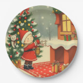 Vintage Christmas Illustration ペーパープレート (正面)