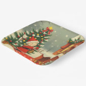 Vintage Christmas Illustration ペーパープレート (傾斜あり)