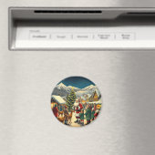 Vintage Christmas Illustration マグネット (インサイチュ (食洗機))