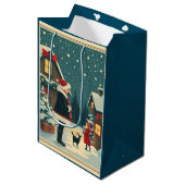 Vintage Christmas Illustration ミディアムペーパーバッグ (正面アングル)